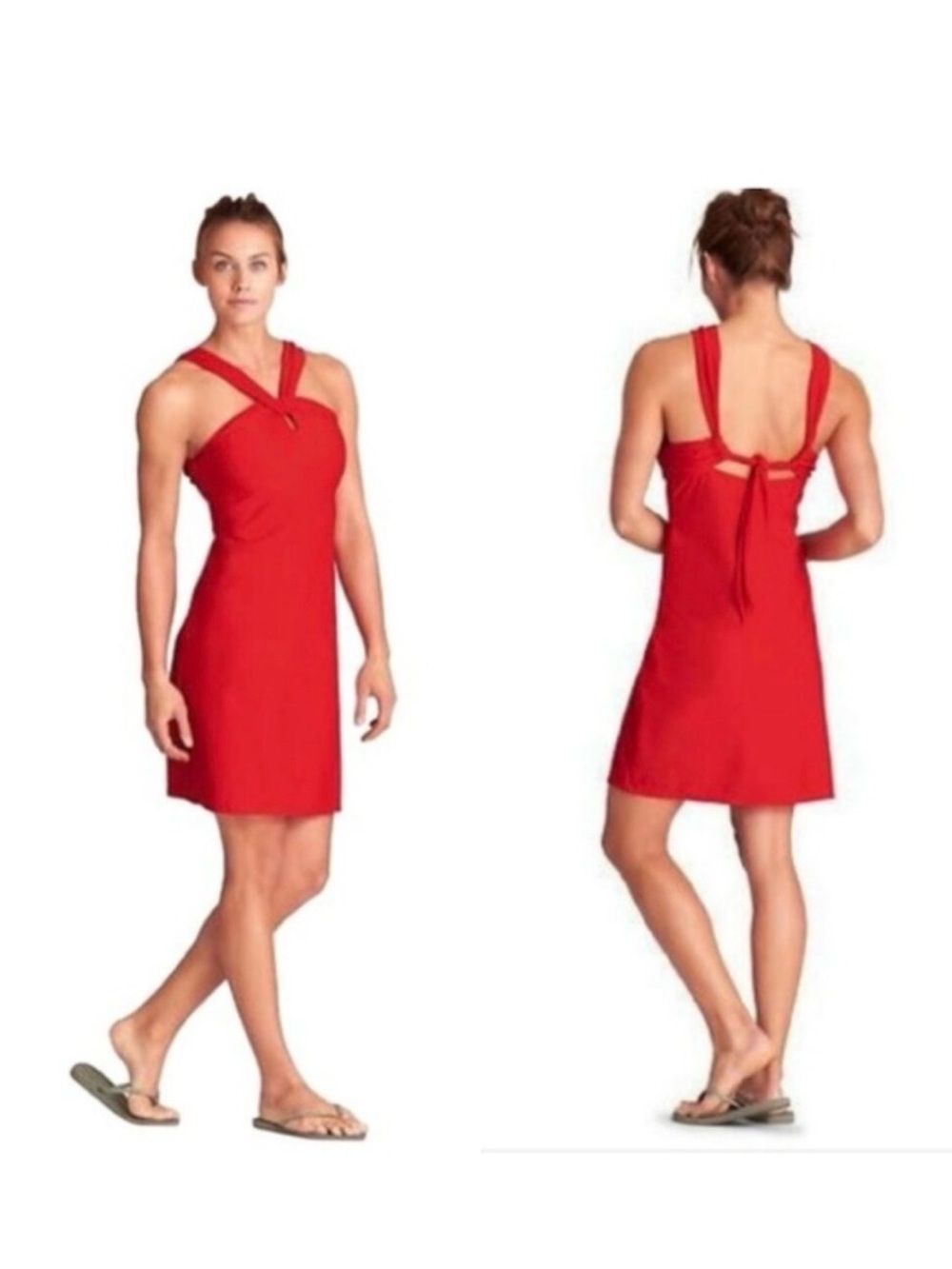 Athleta Kiki Swim Dress Red Tie Back Mini Dress Medium